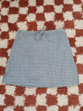 A. Byer 90s Blue Gingham/Plaid Mini Skirt